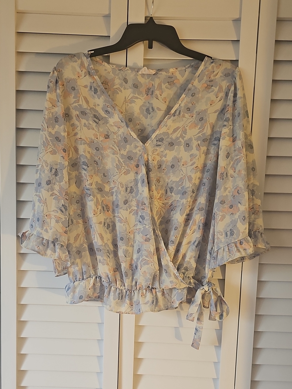 Sienna Sky Pastel Floral Label Top in Blue and Pink